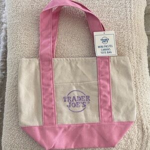 Pink and Cream Mini Canvas Tote Bag